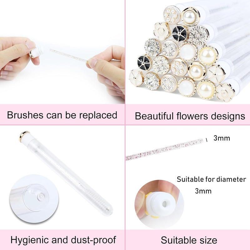 SenRocc 20pcs Mascara Wands Tube Reusable Lash Spoolies Pear Diamond Tube Eyelash Brush Tubes Spoolies Lash Extension Brushes Applicators Makeup Tools (Pearl-Diamond-MlX) - Image 2
